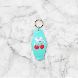 Blue Keychain with Cherry Design